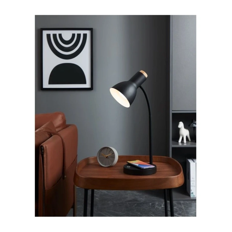 Работна лампа veradal-qi, black/brown, eglo, led 6w, warm white, 720lm, 900628