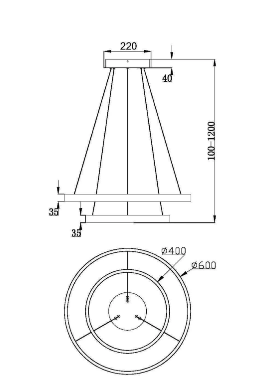 Полилей rim, black, maytoni, led 61w, 3000k, 3500lm, mod058pl-l55b3k