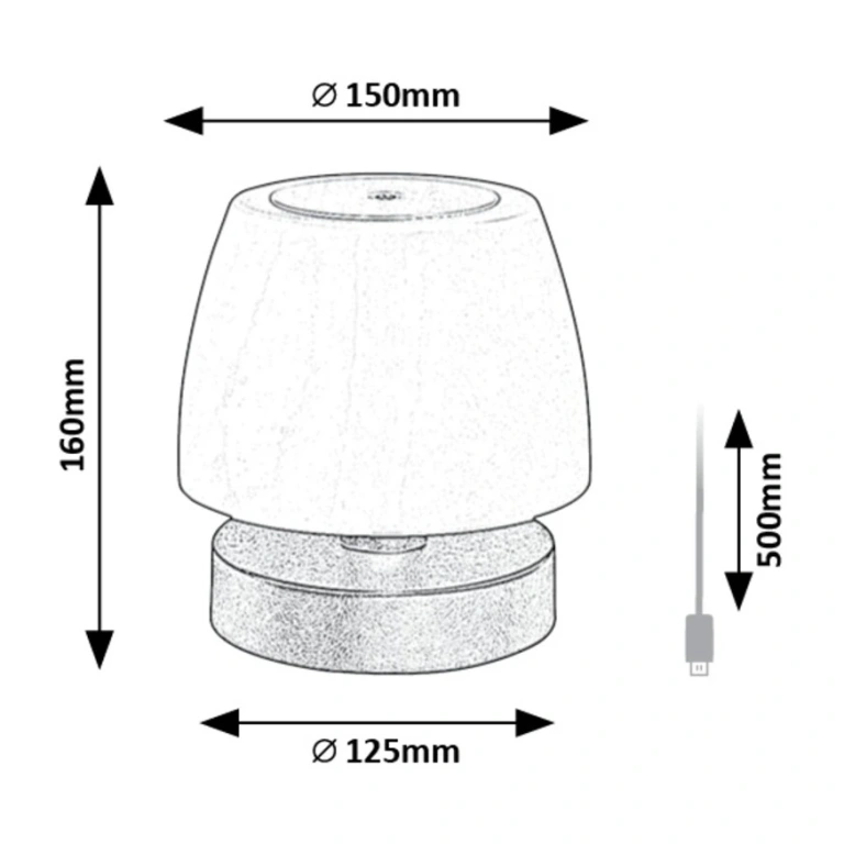 Градинска настолна лампа odera, black/white, rabalux, led 3w, 3000k, 140lm, dc 3.7v, 7040