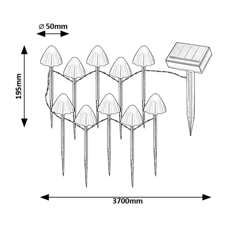 Градинско декоративно осветление skadar, black/white, rabalux, led 2w, 2600k, 1.2lm, dc 1.2v, 77007