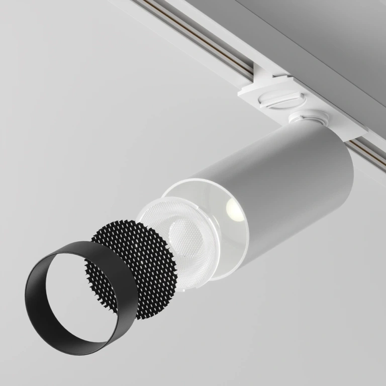Спот focus led за монофазна шина track, white, maytoni, led 12w, neutral white, 900lm, tr021-1-12w4k-w-d-w