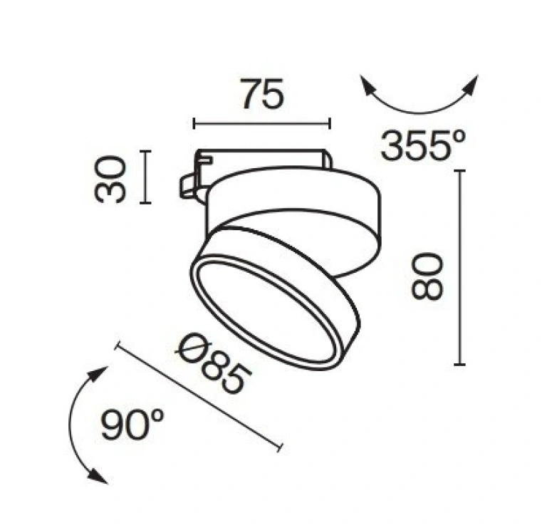 Спот onda за монофазна шина track, black, maytoni, led 12w, warm white, 650lm, tr007-1-12w3k-b