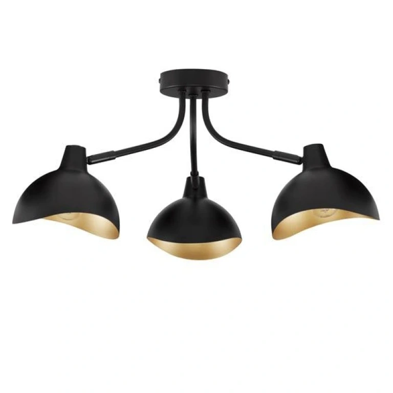 Плафон  GEETI, matt black+gold, nova luce, 3xE14, 9555807